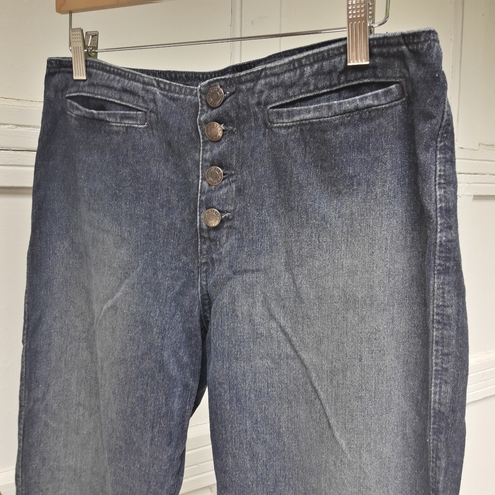 Vintage Bell Bottom Jeans Button Fly VTG 90s Cotton Denim Abercrombie & Fitch 6 - Picture 2 of 13